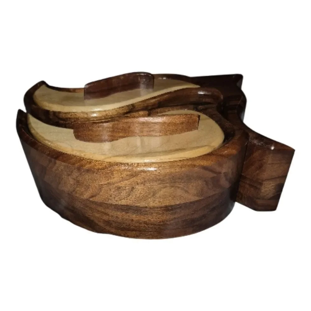 Handcrafted Walnut & Birch Two Tone Wooden Bandsaw Keepsake Jewelry Box